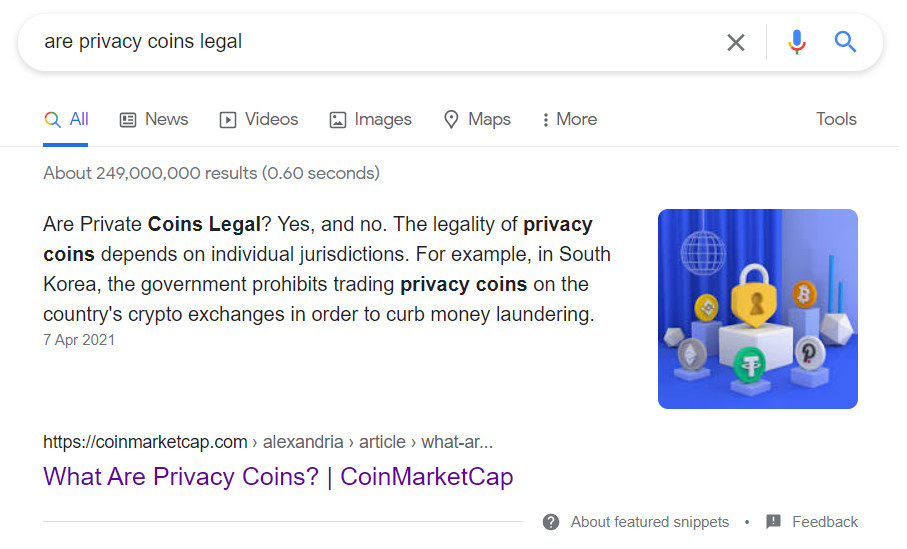 are privacy coins legal