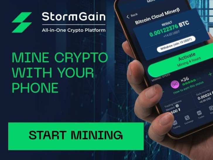 Mine free Crypto with Stormgain